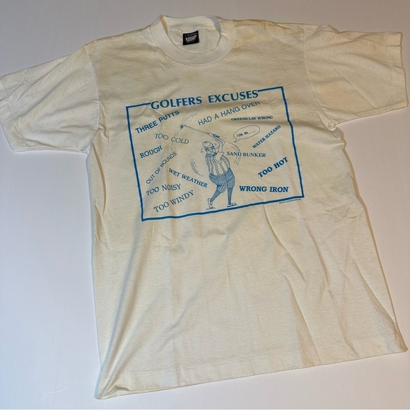 Vintage 80s Golfers Excuses T Shirt Screen Stars - Picture 1 of 7